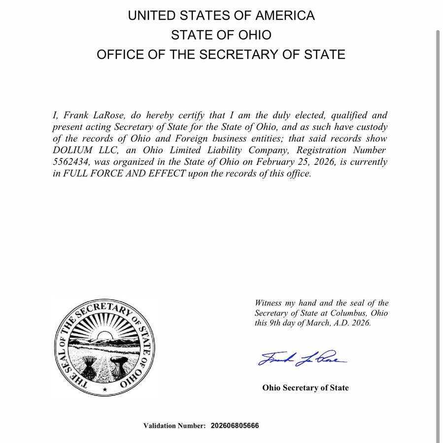 Ohio Certificate of Good Standing Ohio Certificate of Good Standing